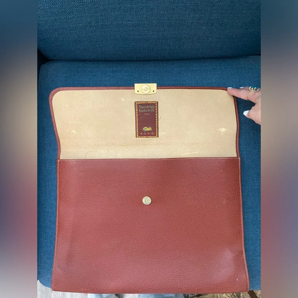 Vintage Nazarene Gabrielli Leather Copper Red Brown Portfolio Large Case Unisex